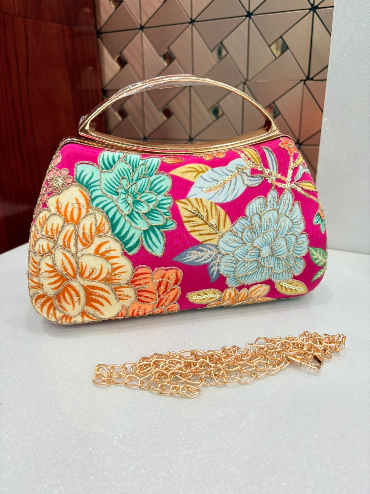 Floral print clutch bags