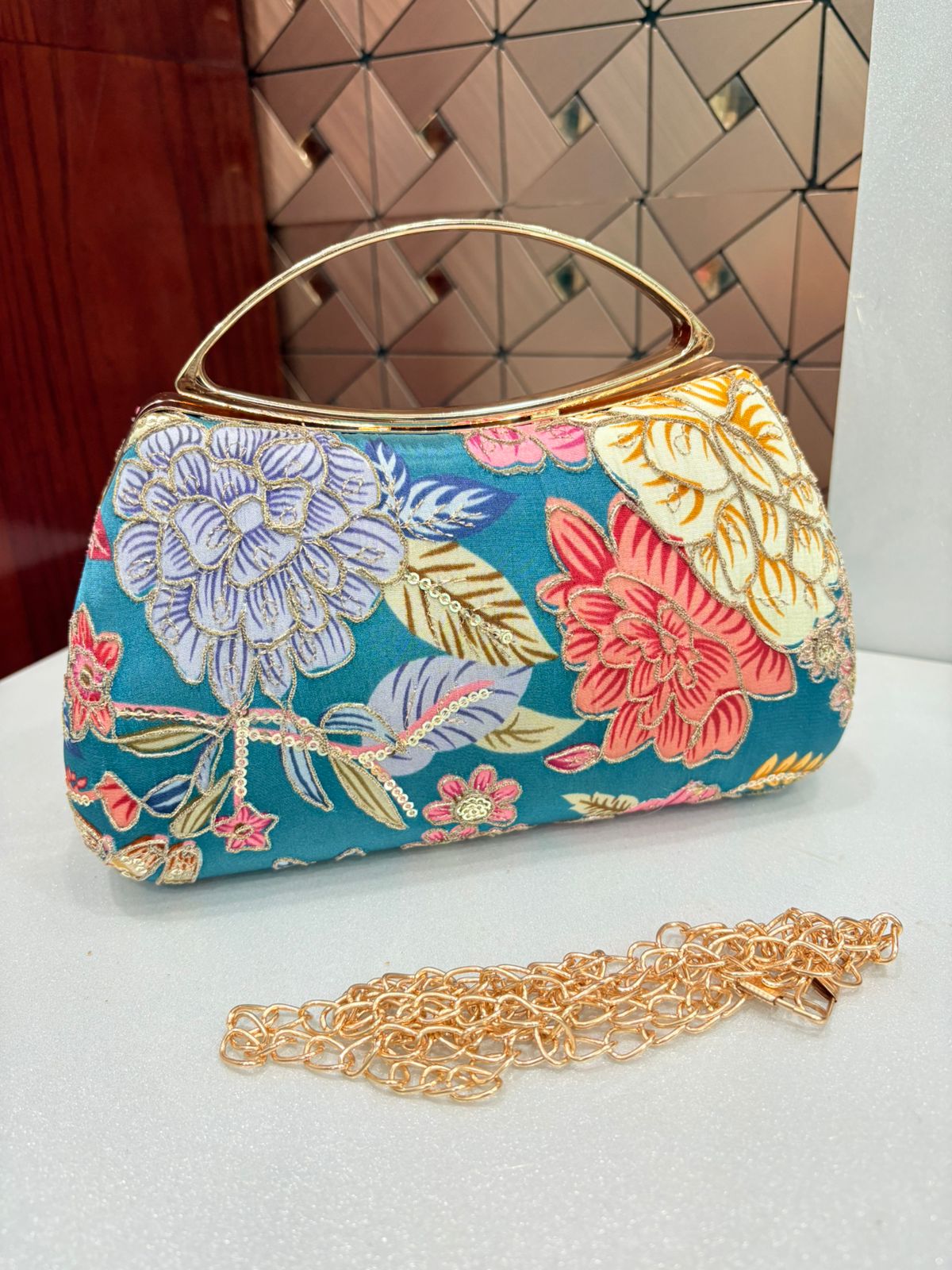 Floral print clutch bags